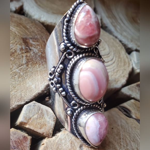New Rhodochrosite 925 Silver Statement Ring. - Picture 16 of 16